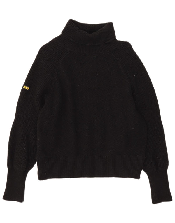 Damski sweter oversize Barbour z golfem UK 10, mały, czarny, bawełniany