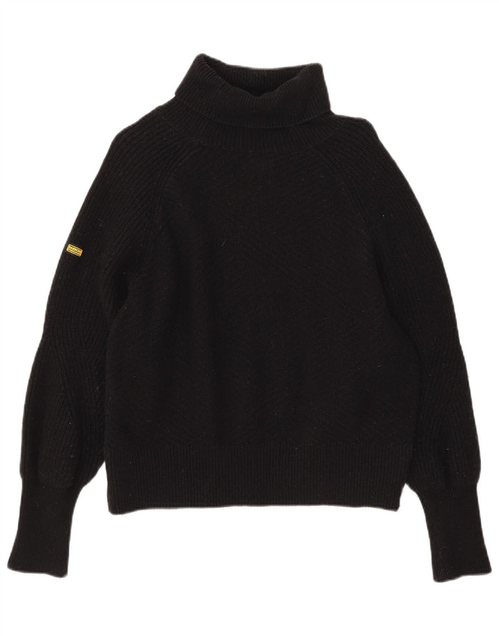Damski sweter oversize Barbour z golfem UK 10, mały, czarny, bawełniany