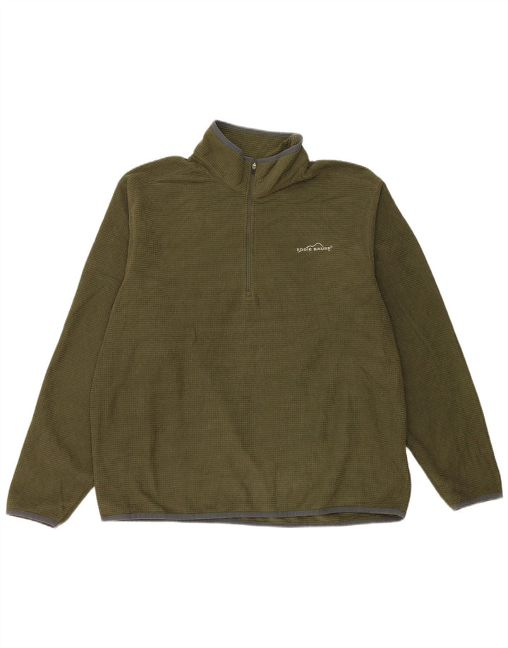 Męski sweter polarowy Eddie Bauer z zamkiem błyskawicznym, duży, zielony, z poliestru