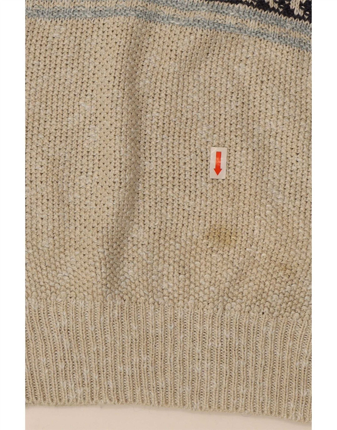Męski sweter z okrągłym dekoltem Claude De Pierre, duży, beżowy Fair Isle