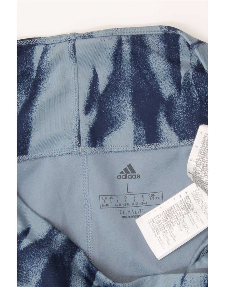 Legginsy Adidas Damskie Climalite Abstrakcyjny Wzór UK 16/18 Duże Niebieskie