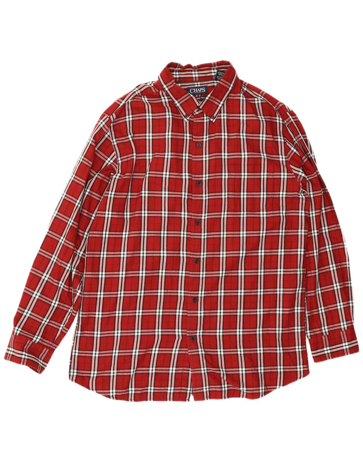 Męska koszula flanelowa Chaps XL w czerwoną kratę, bawełniana