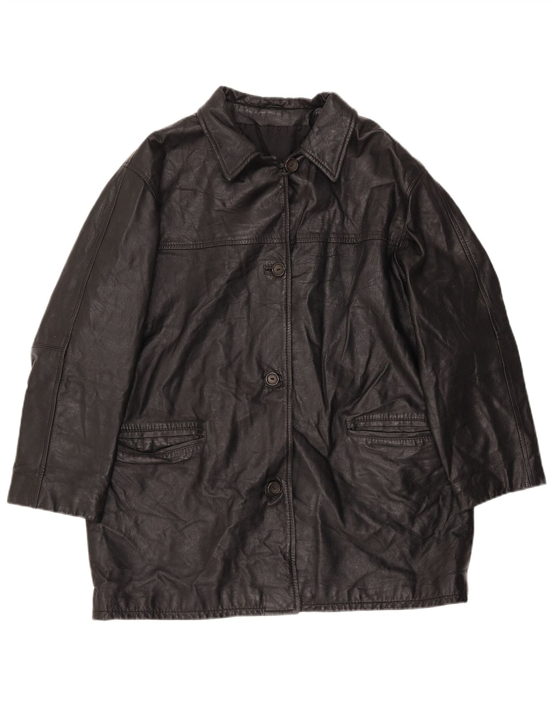 Vintage damska kurtka skórzana oversize EU 40, średnia czarna skóra