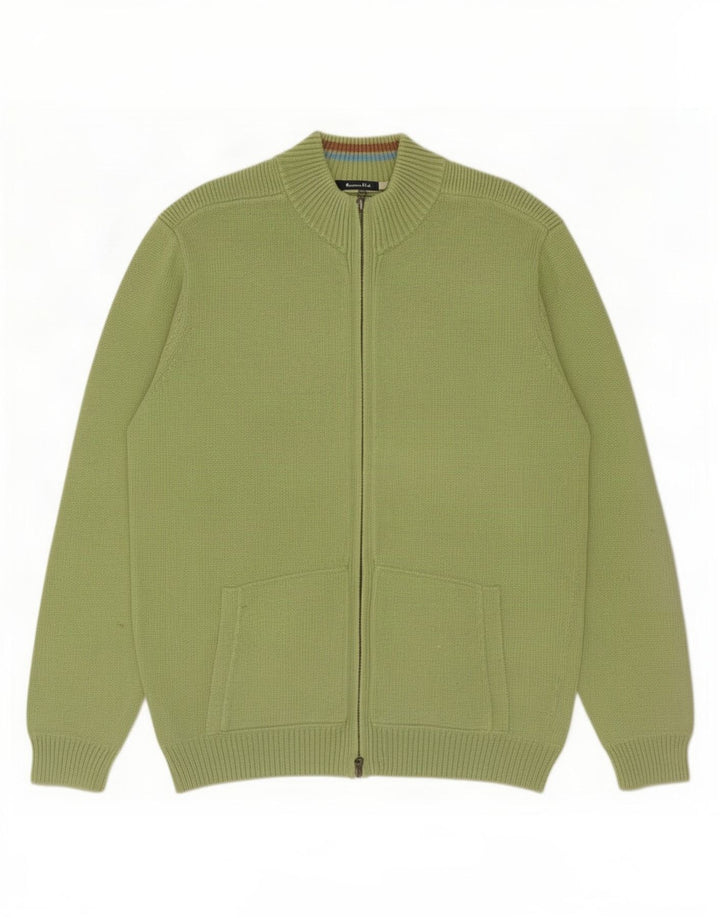 Męski sweter zapinany na zamek Massimo Dutti, duży, zielony