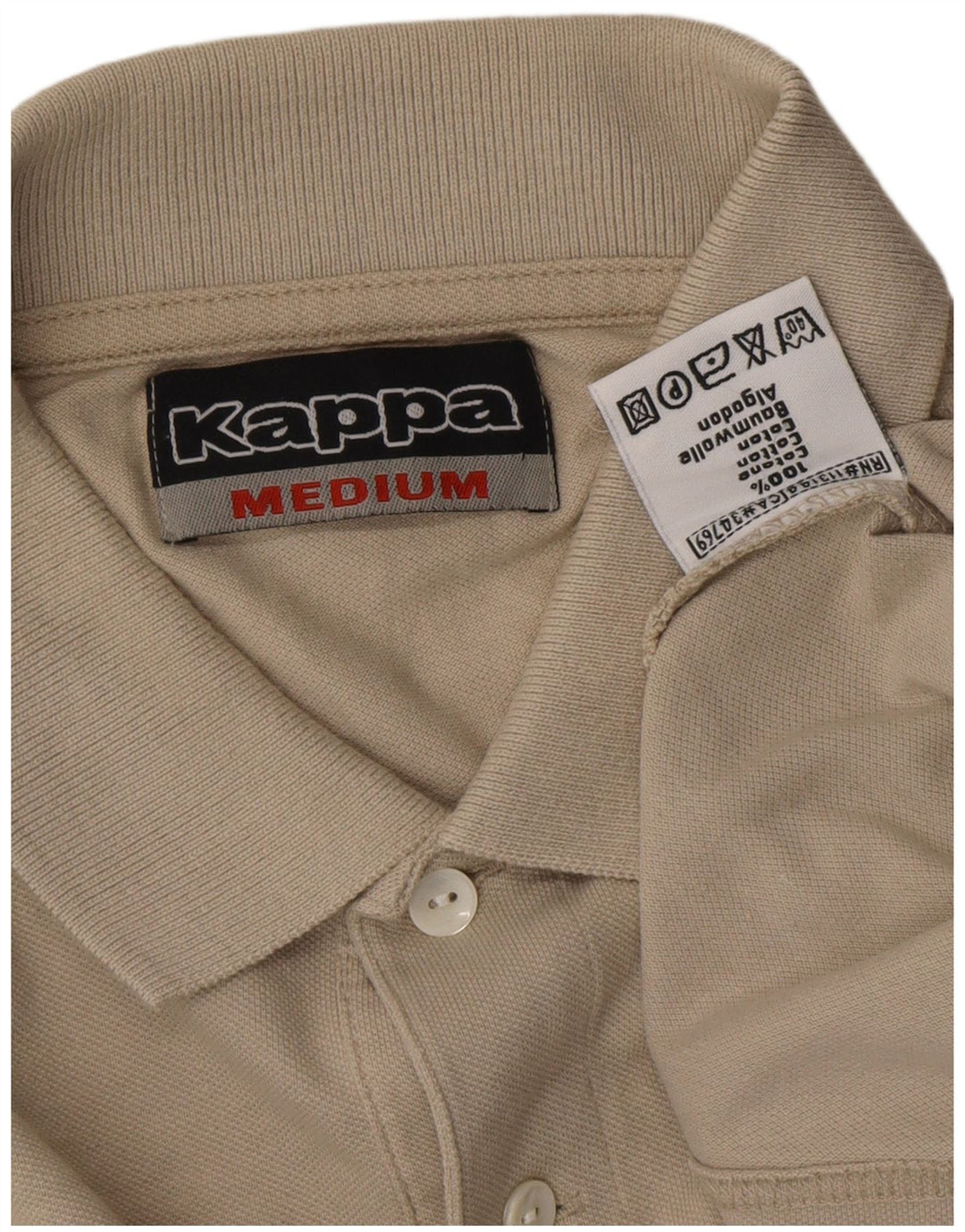 KAPPA Mens Polo Shirt Medium Beige Cotton