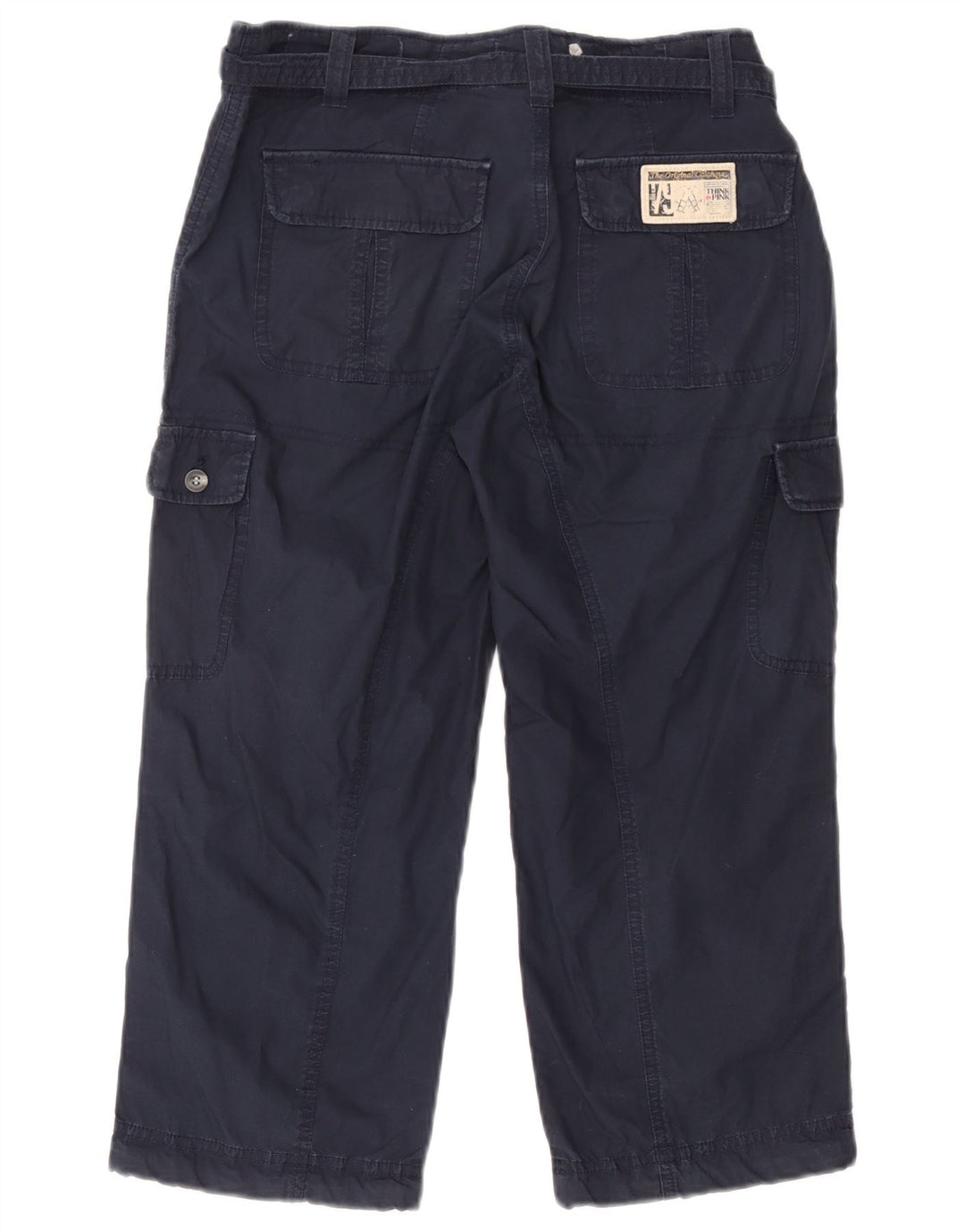 Think Różowe damskie spodnie Capri Straight Cargo, duże W32 L22 Granatowe