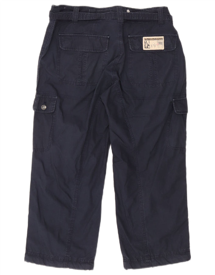 Think Różowe damskie spodnie Capri Straight Cargo, duże W32 L22 Granatowe