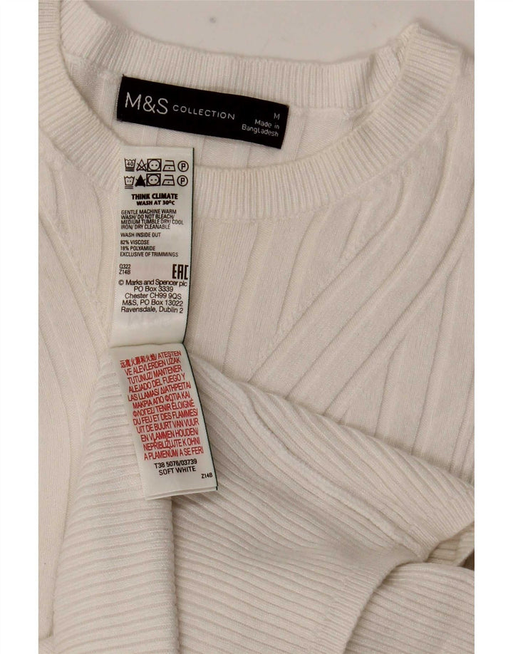 Marks & Spencer Damski sweter z dekoltem w łódkę UK 12 Średni biały