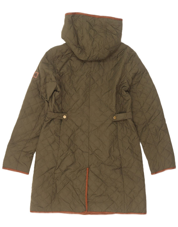 Ralph Lauren Womens Hooded Quilted Overcoat UK 10 Small Khaki
