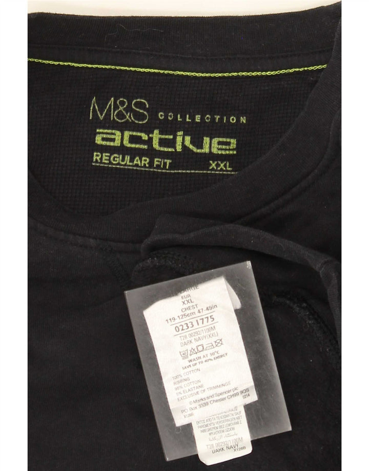 Marks & Spencer Męski sweter o regularnym kroju, 2XL, granatowy, bawełniany