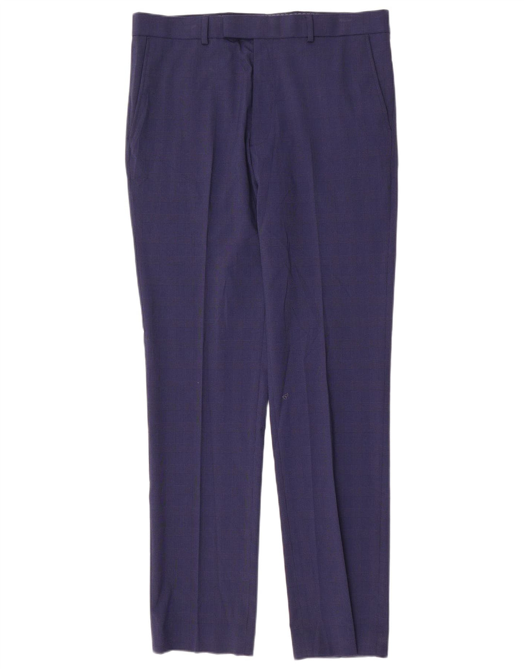 Marks & Spencer Męskie spodnie garniturowe slim fit W34 L33 Niebieskie pepitkę