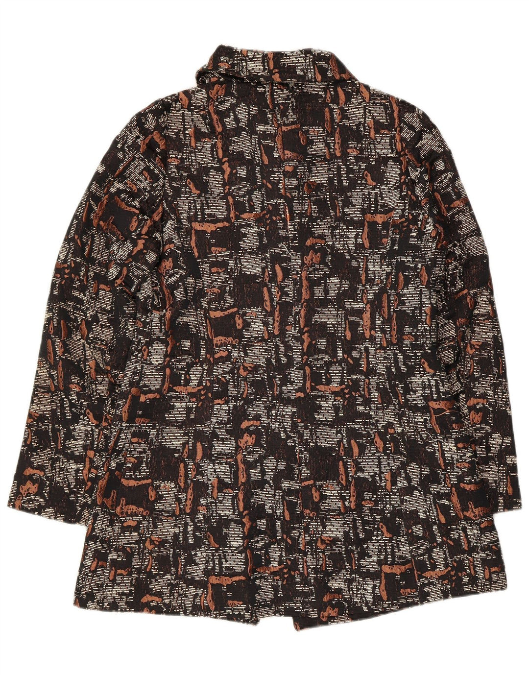 Płaszcz damski Benetton w abstrakcyjny wzór UK 10, mały, czarny poliester