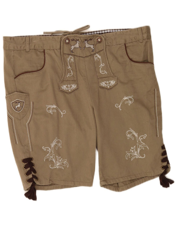 Livergy Womens Graphic Casual Shorts W38 XL Beige Floral Cotton