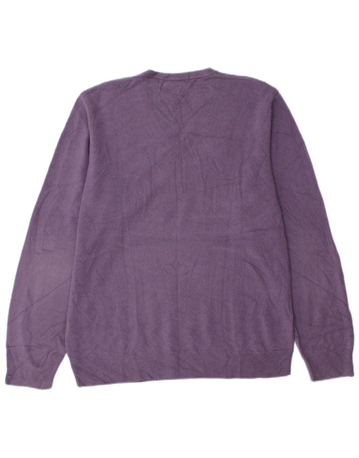 Męski sweter Marks & Spencer Blue Harbor z dekoltem w kształcie litery V, średni fiolet