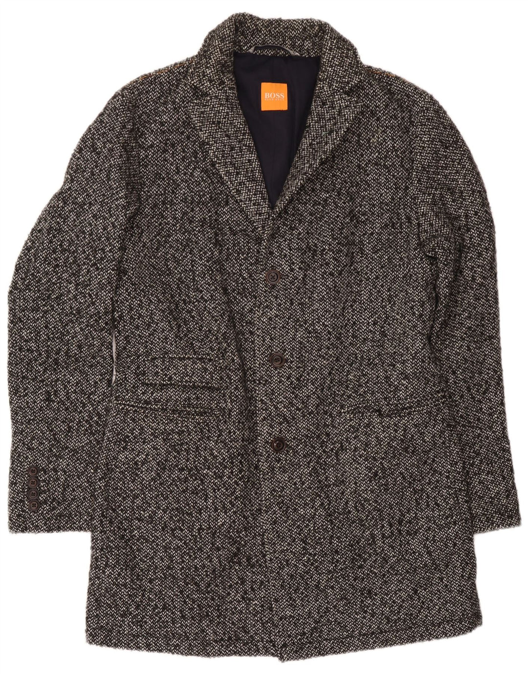 Płaszcz męski Hugo Boss UK 52 XL Szary, nakrapiany poliakryl