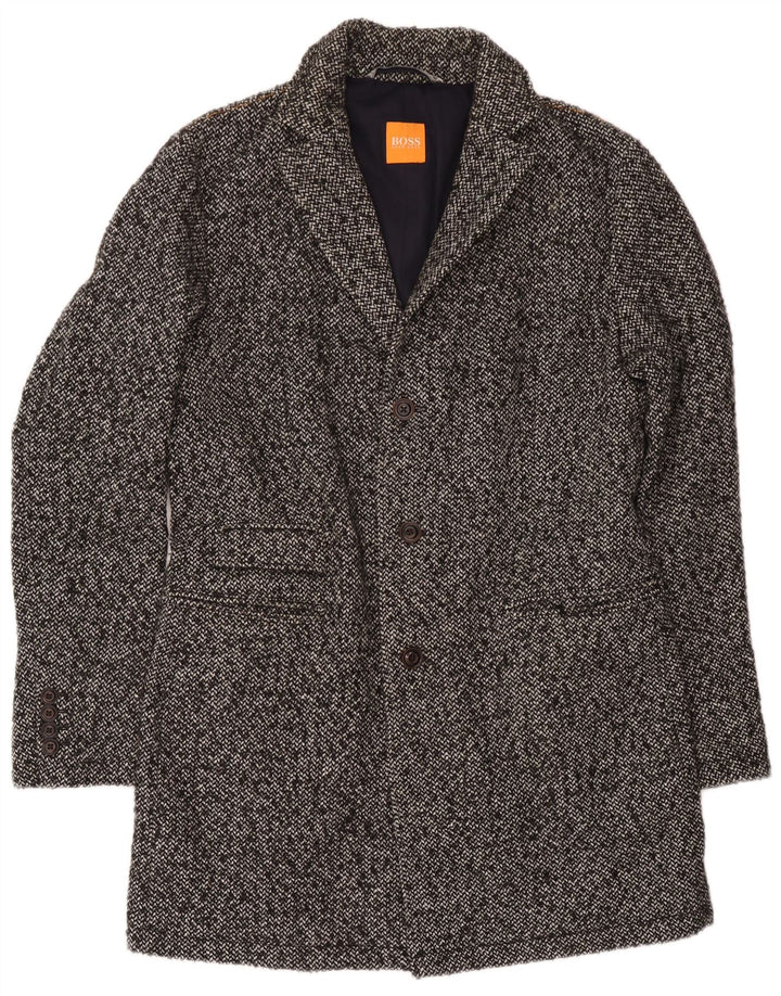 Płaszcz męski Hugo Boss UK 52 XL Szary, nakrapiany poliakryl