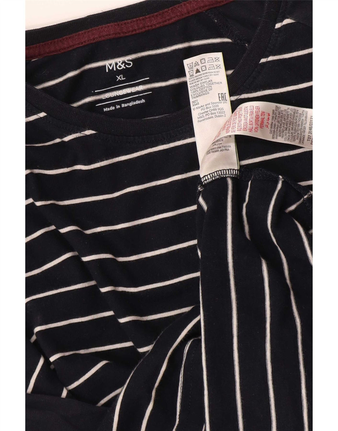 Marks & Spencer Męski top z długim rękawem XL, granatowy, bawełniany w paski
