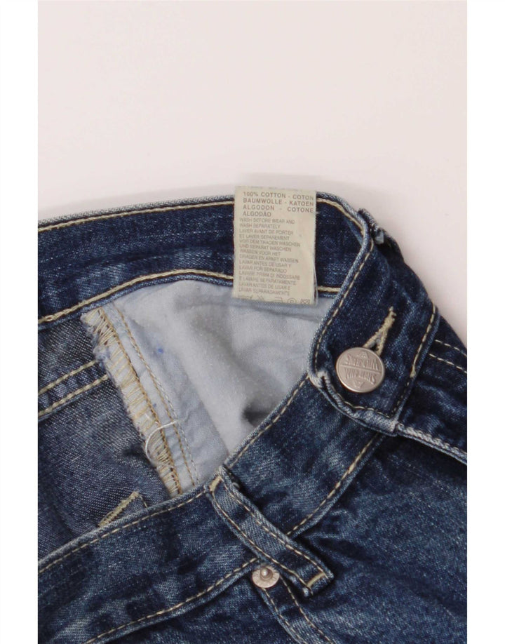 Dzikie jeansy damskie z wysokim stanem, rozkloszowane IT 42 Medium W26 L30 Niebieska bawełna