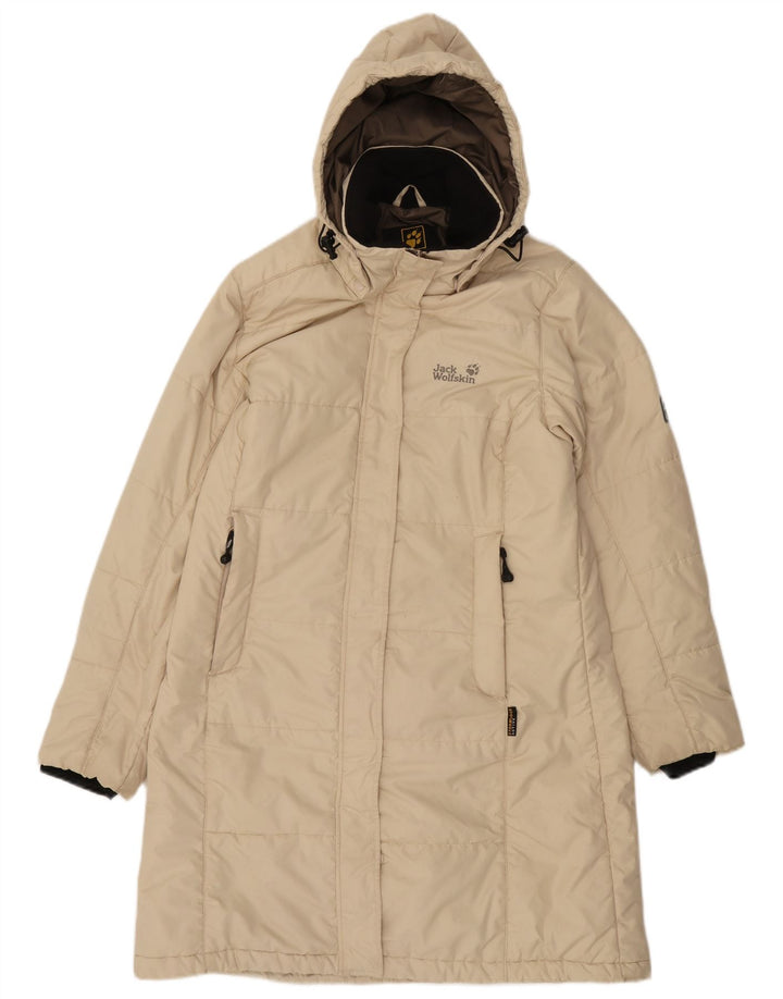Damski ocieplany płaszcz z kapturem Jack Wolfskin UK 12/14 Średni złamanej bieli