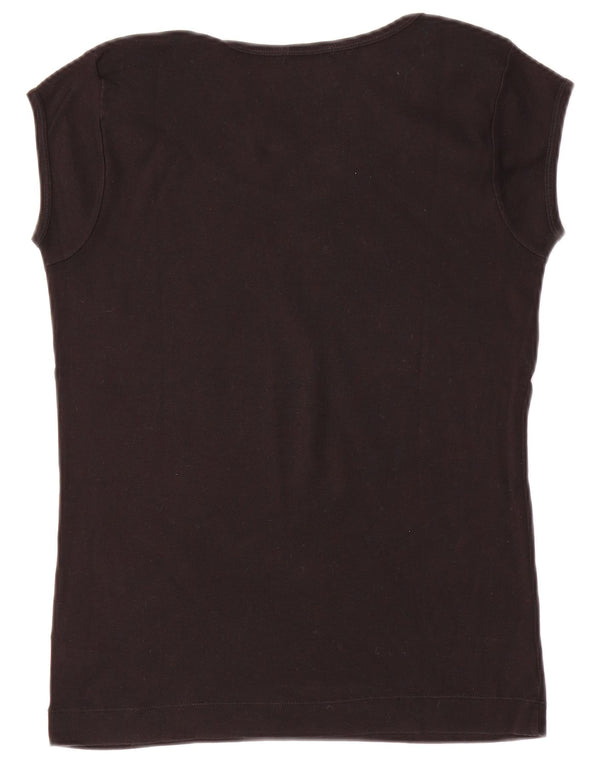 Damska koszulka z grafiką SISLEY Top UK 14, duża, czarna, bawełniana