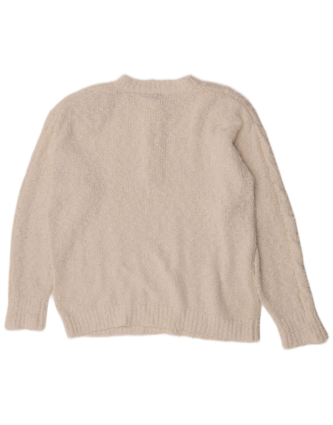 Vintage damski sweter zapinany na guziki UK 14 średni biały akryl