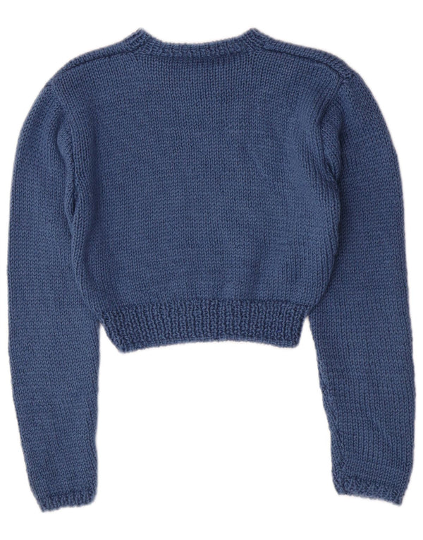 Sweter damski w stylu vintage, z dekoltem w łódkę, UK 8, mały niebieski