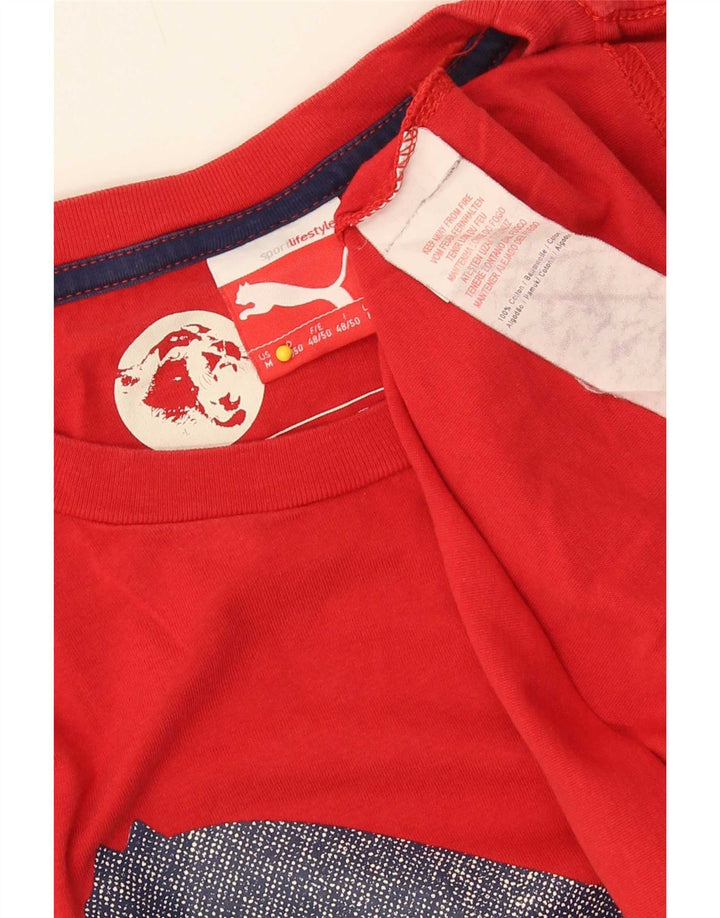 Męska koszulka z grafiką Puma, bawełniana, średnia czerwona