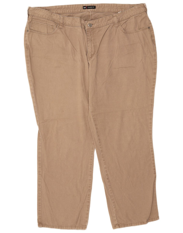 Lee Womens Classic Fit Casual Trousers US 22 2XL W44 L30 Beige Cotton