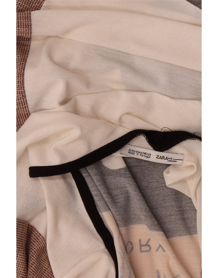 Damski top oversize z grafiką Zara z rękawem 3/4, UK 10, mały, biały