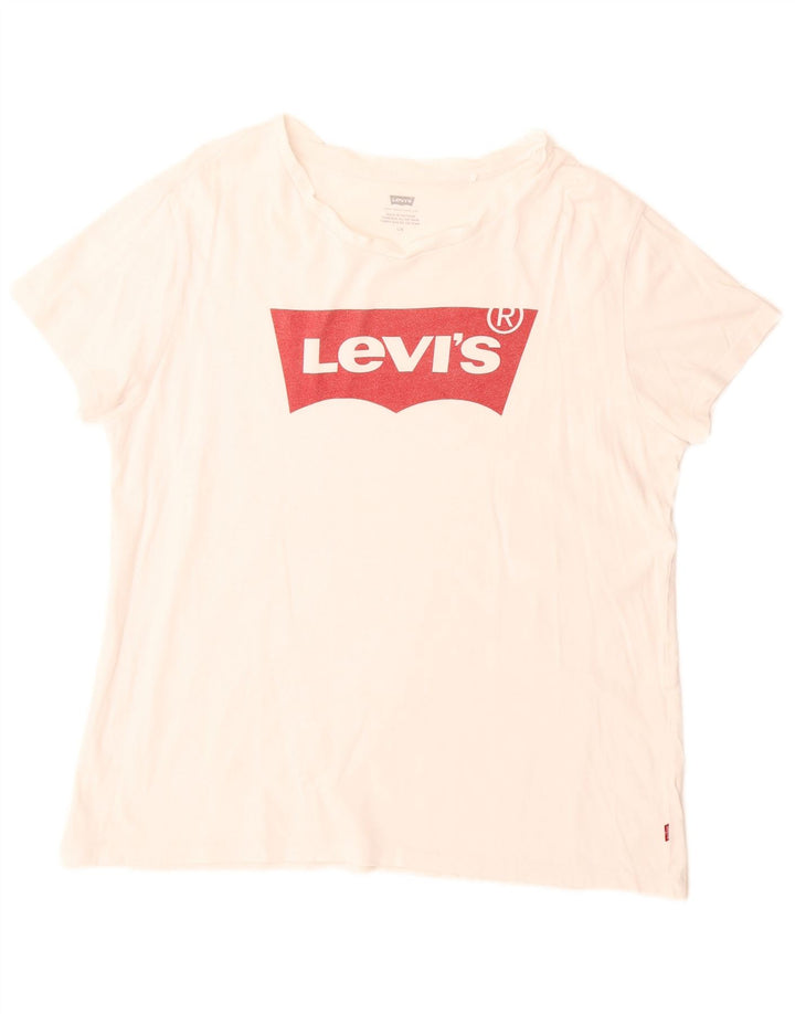 Damska koszulka z grafiką Levi's Top UK 16, duża w kolorze złamanej bieli