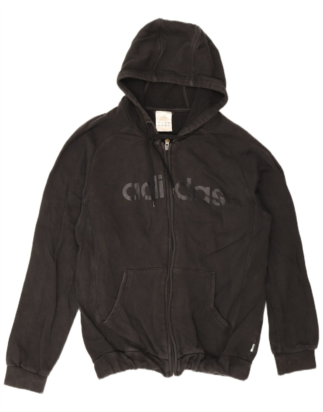 Męski sweter z kapturem i zamkiem błyskawicznym Adidas, średni czarny, bawełniany