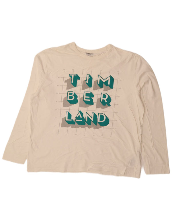 Męski graficzny top TIMBERLAND z długim rękawem XL w kolorze złamanej bieli, bawełniany