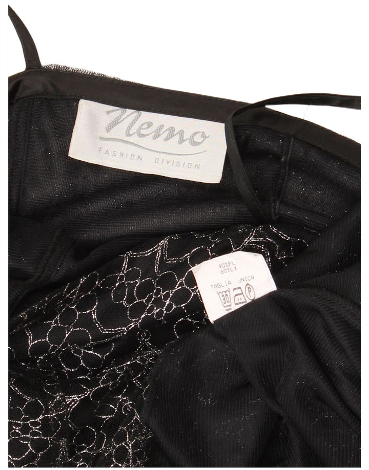 Sukienka damska Tutu w stylu vintage UK 8, mała czarna w kwiaty, poliester