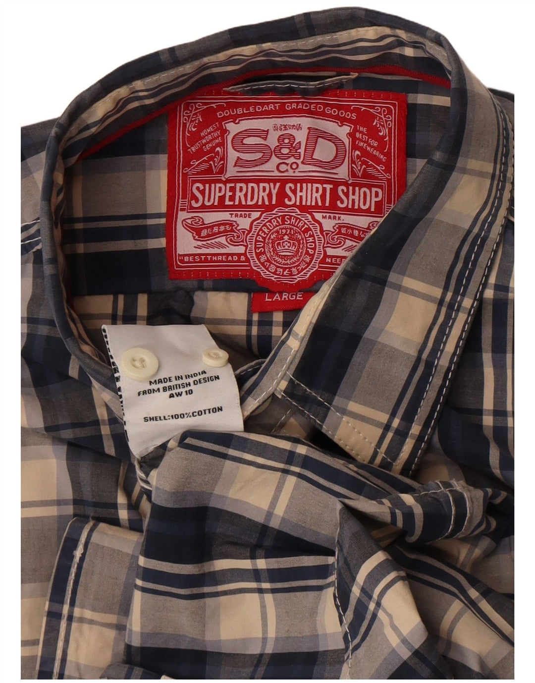 Koszula męska Superdry, bawełniana, w dużą niebieską kratkę