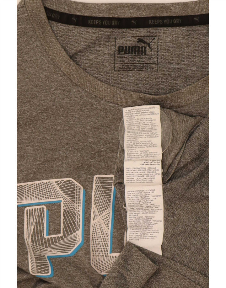 Męski T-shirt z grafiką Puma, duży, szary, nakrapiany poliester