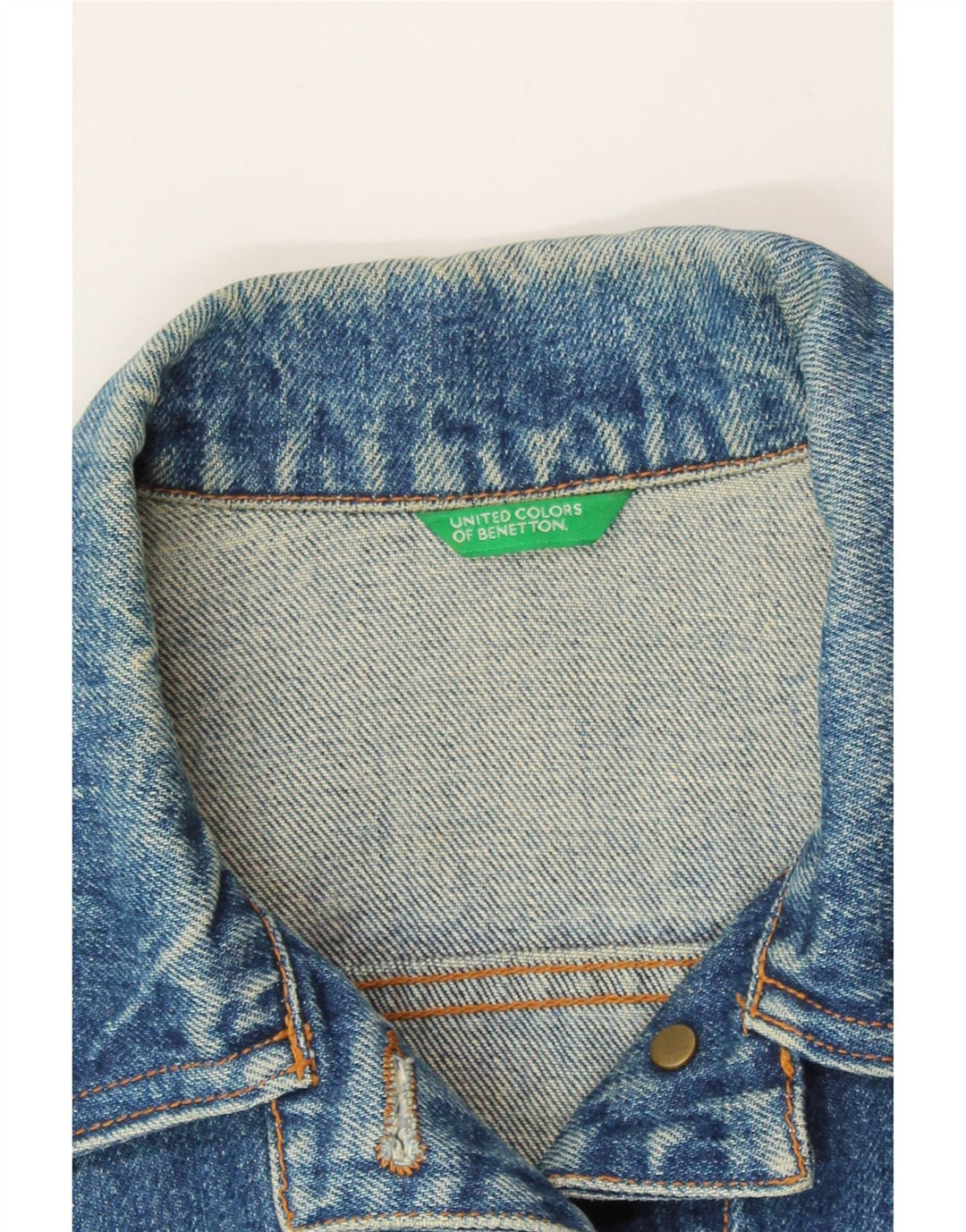 BENETTON Womens Crop Denim Jacket UK 10 Small Blue Cotton Vintage Benetton and Second-Hand Benetton from Messina Hembry 