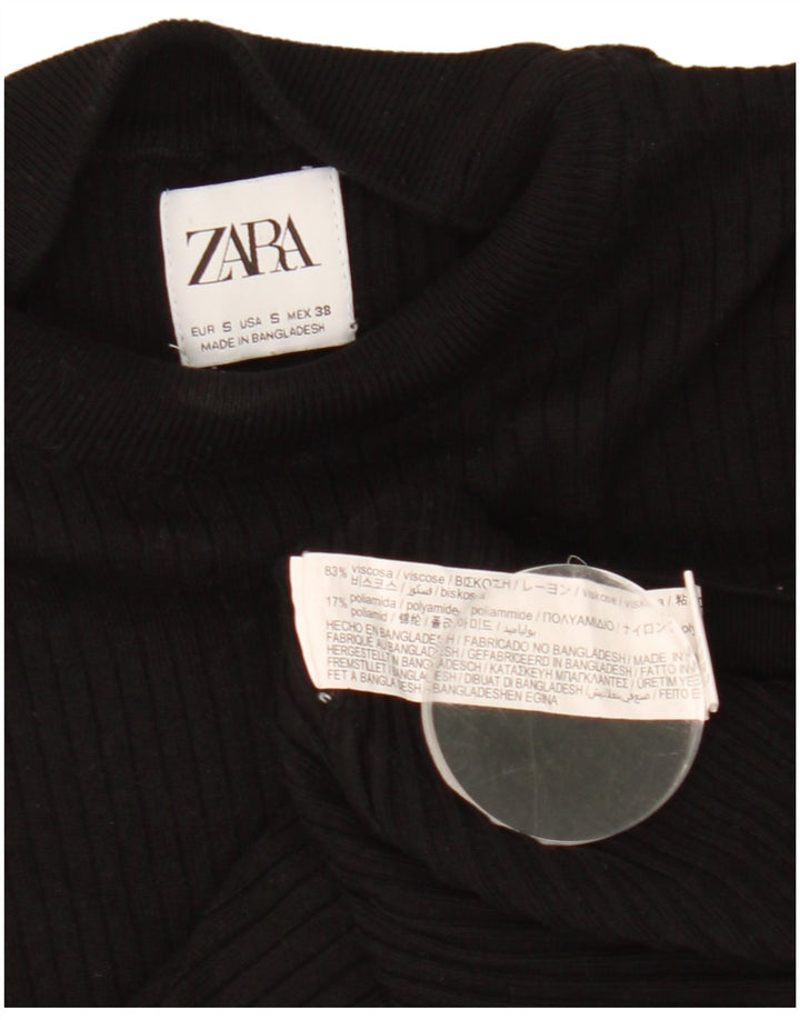 Zara Męski sweter z golfem, mały, czarny, wiskozowy