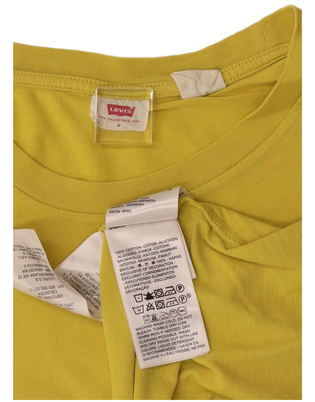 Męski T-shirt LEVI'S Top, mały, żółty, bawełniany