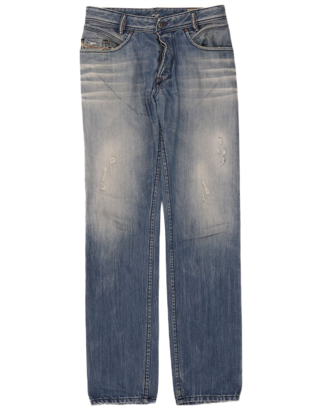 Diesel Męskie Iakop Distressed Slim Jeans W33 L34 Niebieskie bawełniane