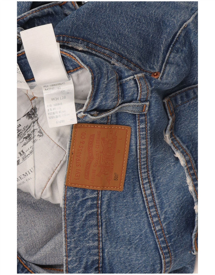 Damskie jeansy Levi's 501 Straight W34 L28 Niebieskie bawełniane