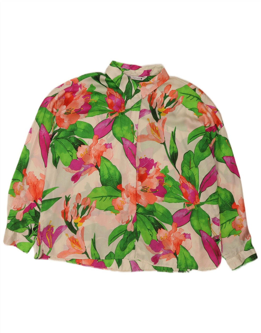 Damska bluzka koszulowa oversize Zara UK 16, duża, wielokolorowa w kwiaty