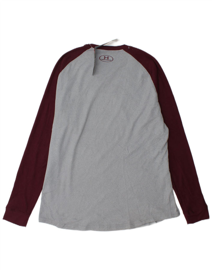 UNDER ARMOUR Męski top z długim rękawem XL, szary, z blokami kolorów, poliester