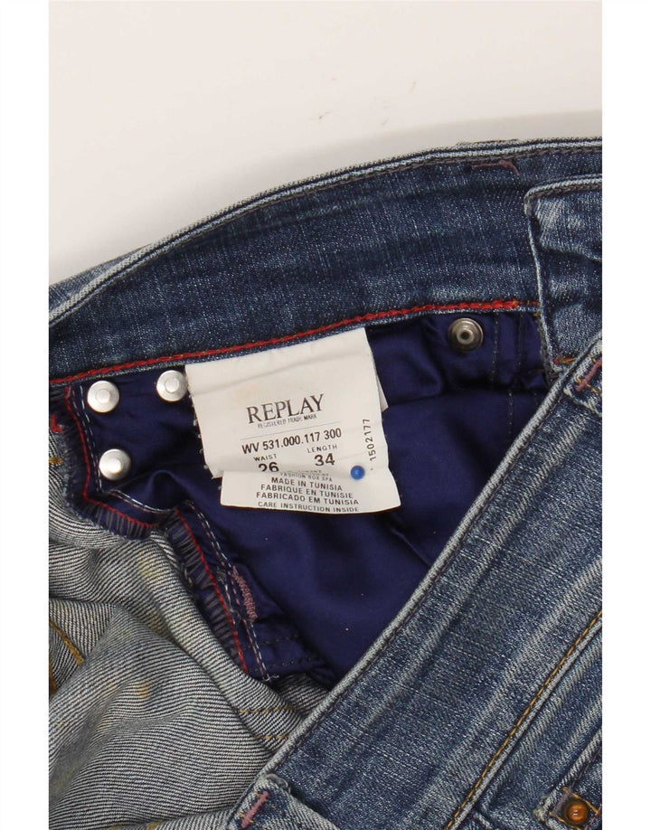Damskie jeansy Bootcut Replay W26 L34 Niebieskie bawełniane