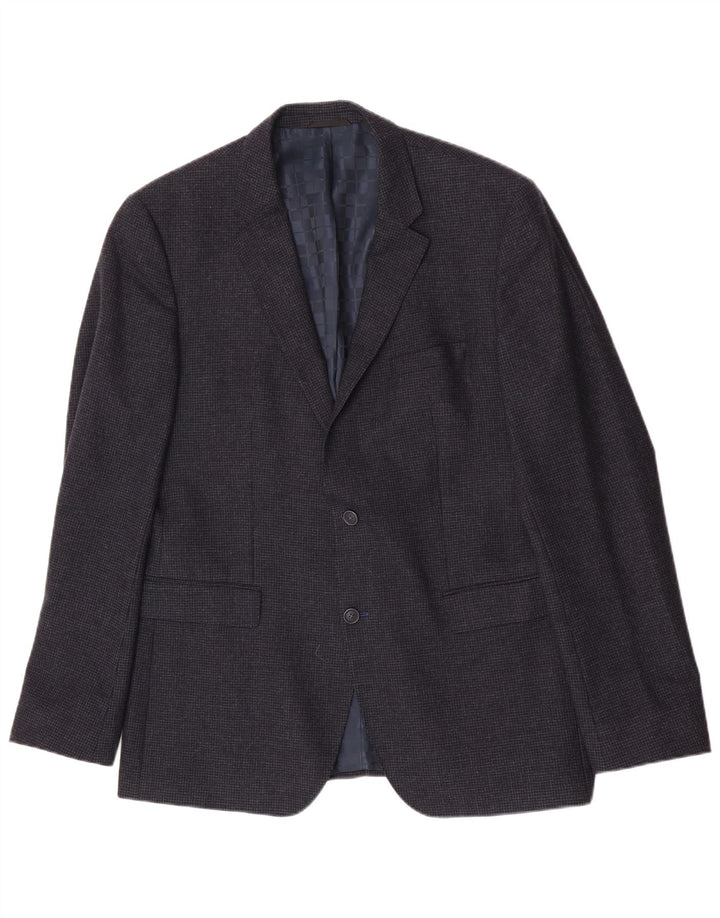 Męska marynarka zapinana na 2 guziki Hugo Boss UK 42 XL Granatowa pepitka