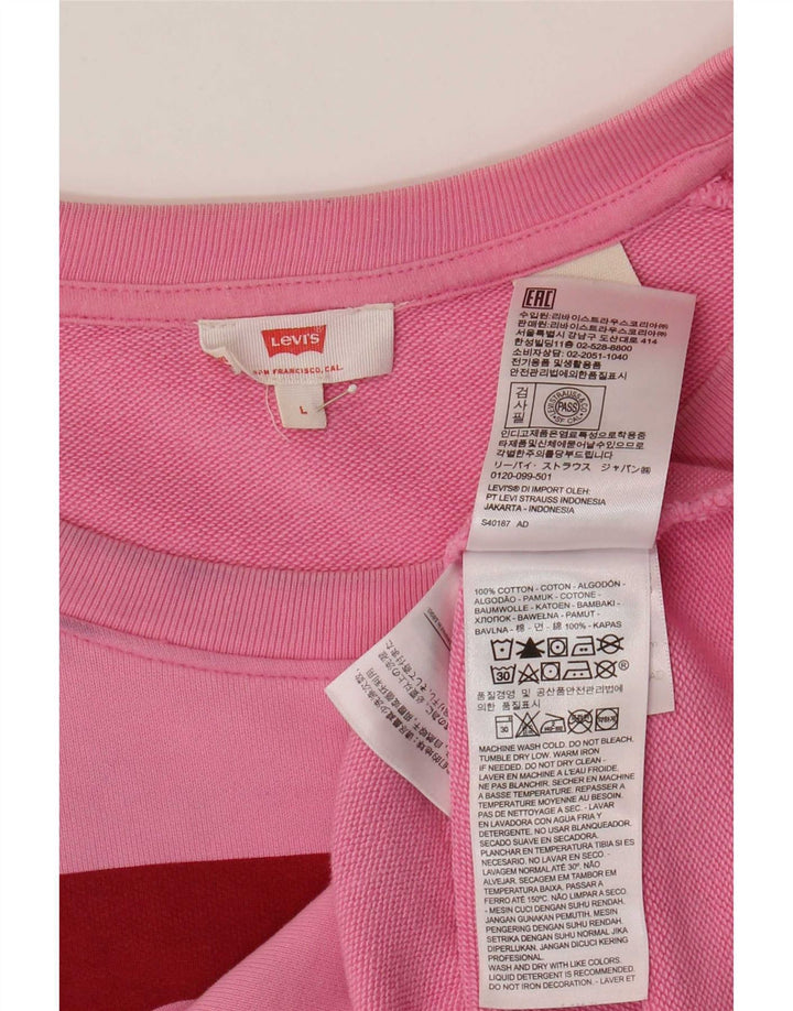 Damski sweter oversize Levi's z grafiką UK 16, duży, różowy, bawełniany