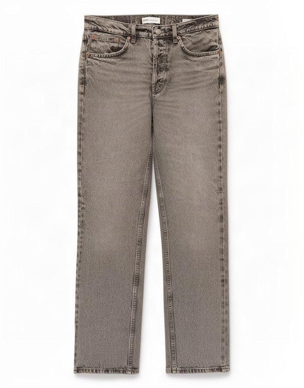 Damskie proste dżinsy Zara EU 34 2XS W24 L34 Szara bawełna