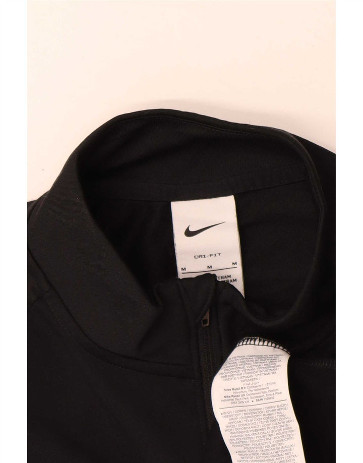 Męski dres Nike Dri Fit z zamkiem błyskawicznym na szyi, średni czarny poliester