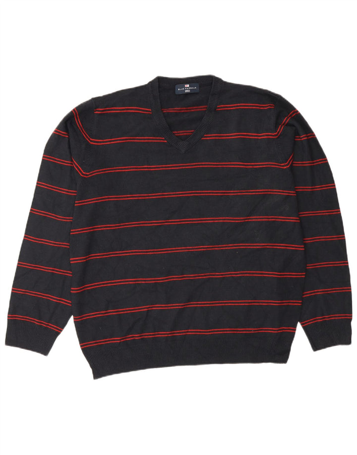 Męski sweter Marks & Spencer Blue Harbor z dekoltem w kształcie litery V, duży, granatowy