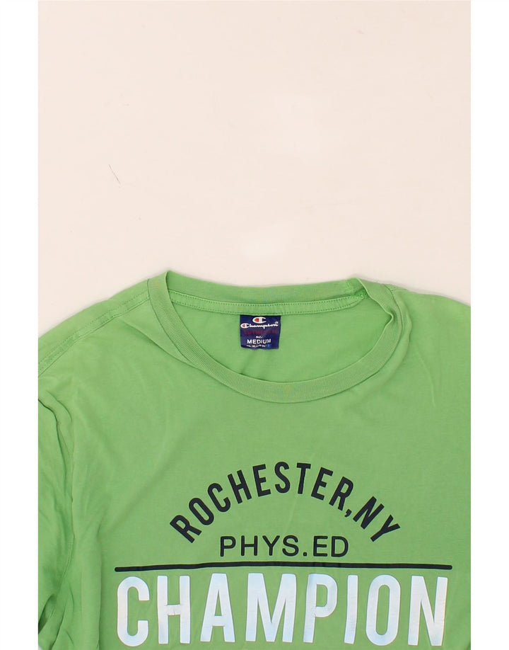 CHAMPION Mens Graphic T-Shirt Top Medium Green Vintage Champion and Second-Hand Champion from Messina Hembry 