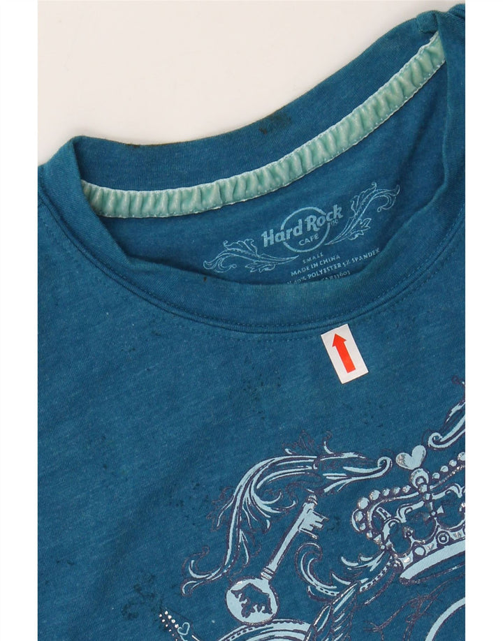 T-shirt damski HARD ROCK CAFE San Diego Graphic Top UK 8, mały, niebieski, bawełniany
